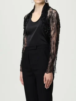 Coprispalle Alberta Ferretti in pizzo con frange gioiello