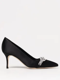 Décolleté Asapump Manolo Blahnik in raso con fibbia gioiello