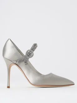 Décolleté Hamedi Manolo Blahnik in raso con cinturino gioiello