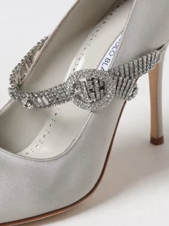 Décolleté Hamedi Manolo Blahnik in raso con cinturino gioiello