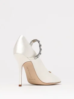 Décolleté Hamedi Manolo Blahnik in raso con cinturino gioiello