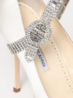 Décolleté Hamedi Manolo Blahnik in raso con cinturino gioiello