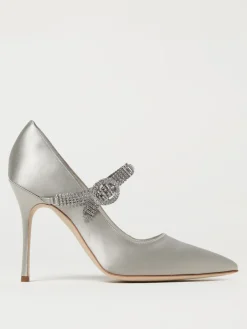 Décolleté Hamedi Manolo Blahnik in raso con cinturino gioiello