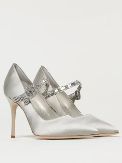 Décolleté Hamedi Manolo Blahnik in raso con cinturino gioiello