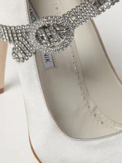 Décolleté Hamedi Manolo Blahnik in raso con cinturino gioiello