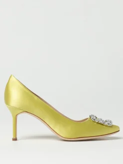 Décolleté Hangisi Manolo Blahnik in raso con fibbia gioiello