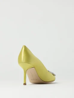 Décolleté Hangisi Manolo Blahnik in raso con fibbia gioiello