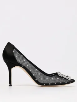 Décolleté Hangisi Manolo Blahnik in raso e nylon a rete con pois