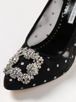 Décolleté Hangisi Manolo Blahnik in raso e nylon a rete con pois