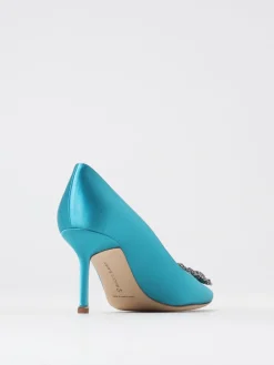 Décolleté Hangisi Manolo Blahnik in raso con fibbia gioiello