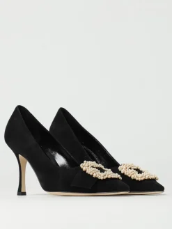 Décolleté Manolo Blahnik in camoscio con fibbia gioiello