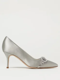 Décolleté Manolo Blahnik in raso con fibbia gioiello