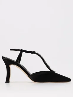 Décolleté Sufik Manolo Blahnik in raso con cristalli