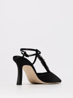 Décolleté Sufik Manolo Blahnik in raso con cristalli