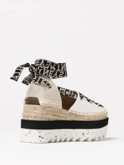 Espadrillas con plateau Gaia Stella McCartney in canvas con logo jacquard