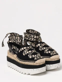 Espadrillas con plateau Gaia Stella McCartney in canvas con logo jacquard