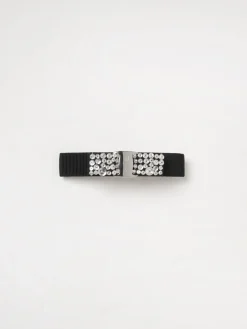 Fermaglio Vara Ferragamo in gros-grain con cristalli