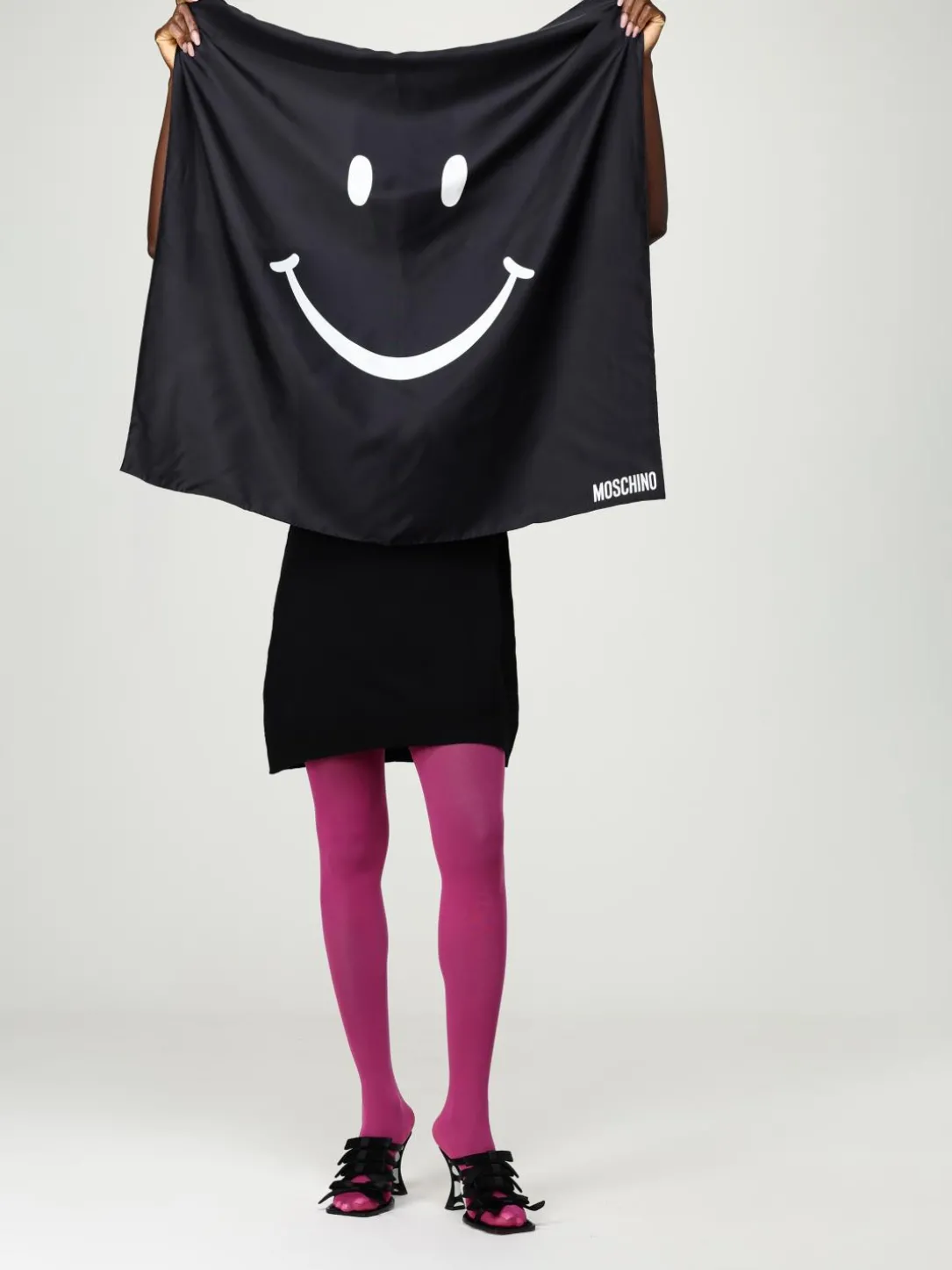 Foulard quadrato smile in seta Moschino Couture