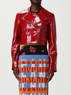 Giacca biker Moschino Jeans in pelle verniciata