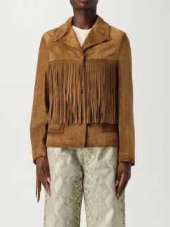 Giacca Golden Goose in pelle scamosciata con frange