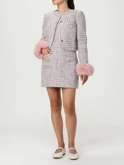 Giacca Self-Portrait in tweed con inserti in pelliccia