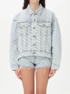 Giubbotto Alexander Wang in denim con stampa logo