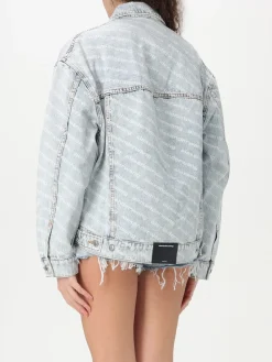 Giubbotto Alexander Wang in denim con stampa logo