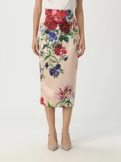 Gonna a tubino floreale Dolce & Gabbana in seta