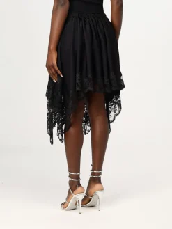 Gonna asimmetrica con inserti in pizzo Rabanne