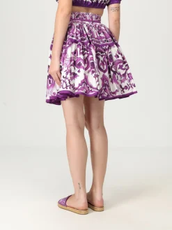 Gonna in cotone con stampa maioliche Dolce & Gabbana