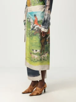 Gonna pareo in twill di seta stampata Moschino Couture