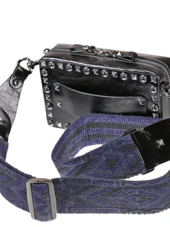 Guitar rockstud rolling noir tracollina con borchie e pietre