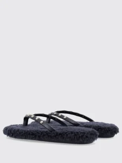 Infradito Saionara Ancient Greek in pelle e shearling con borchie