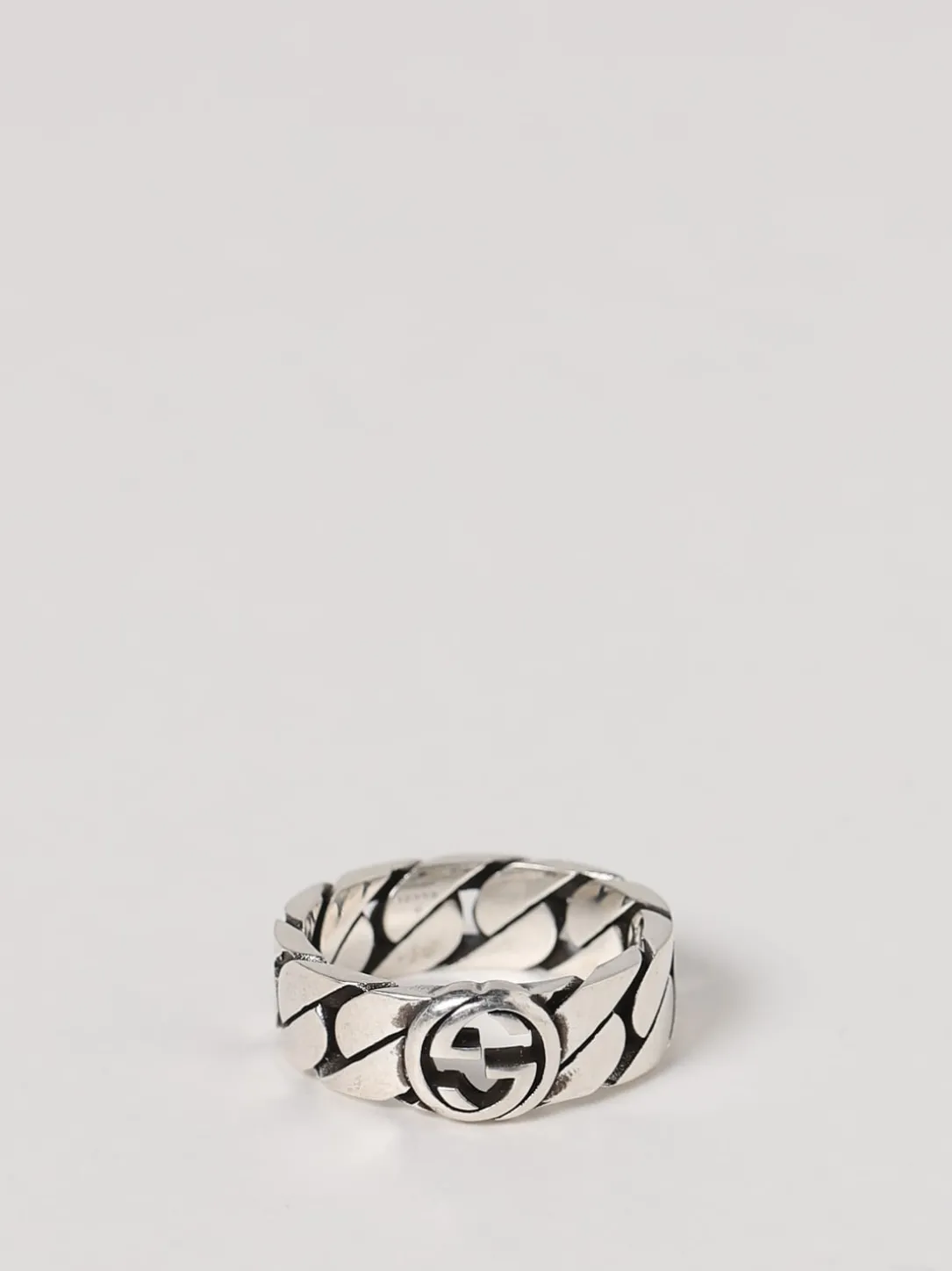 Interlocking g band ring in sterling silver - width 6mm