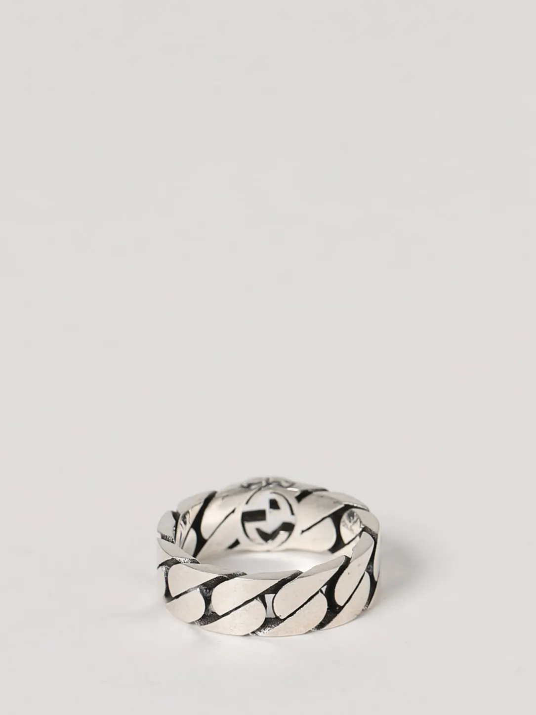 Interlocking g band ring in sterling silver - width 6mm