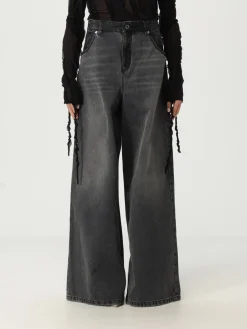 Jeans a palazzo Blumarine in denim con inserti in pizzo