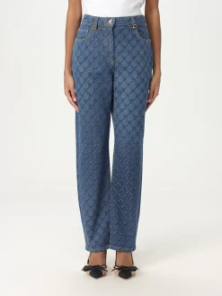 Jeans Elisabetta Franchi in denim con monogram