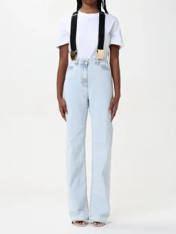 Jeans Elisabetta Franchi in denim con bretelle