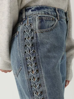 Jeans Rotate in denim con stringhe laterali