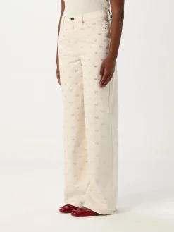 Jeans Self-Portrait in denim con fiocchi di strass