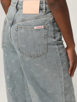 Jeans Self-Portrait in denim con fiocchi di strass