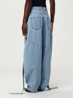 Jeans The Attico in denim di cotone con fettucce