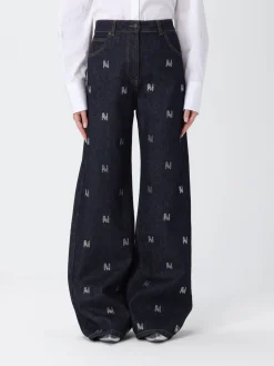 Jeans wide leg MSGM in denim con monogram