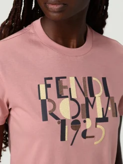 Logo in cotone con logo anniversario Fendi