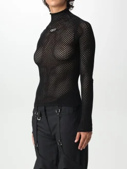 Maglia a dolcevita in rete di misto viscosa Off-white