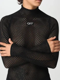 Maglia a dolcevita in rete di misto viscosa Off-white