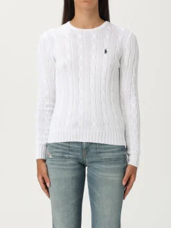 Maglia a girocollo in cotone intrecciato con logo Pony Polo Ralph Lauren