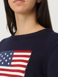 Maglia a girocollo in cotone con Bandiera Polo Ralph Lauren