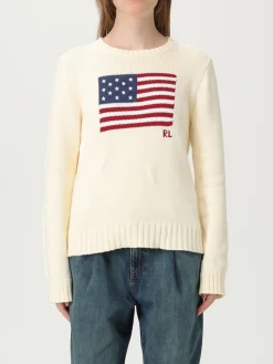 Maglia a girocollo in cotone con Bandiera Polo Ralph Lauren