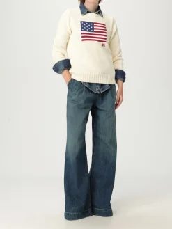 Maglia a girocollo in cotone con Bandiera Polo Ralph Lauren